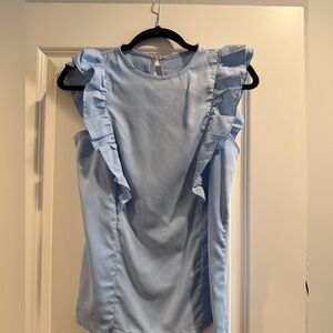 Women’s Ruffle Sleeve Shell Top - Light Blue